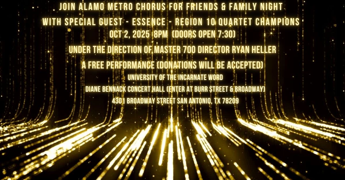 Alamo Metro Chorus - Send-Off Show Thursday Oct. 2!